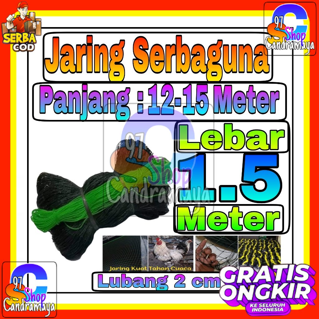 Jaring Ayam Lubang 2 cm Lebar 1,5 Meter / Jaring Pagar Ayam / Jaring Kandang Ayam / Jaring Pagar Keb