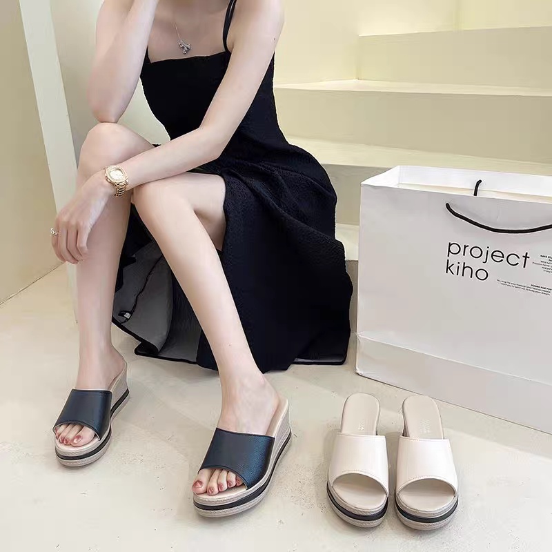 COD POS 572 Sandal Slip On Wedges Wanita Import Premium