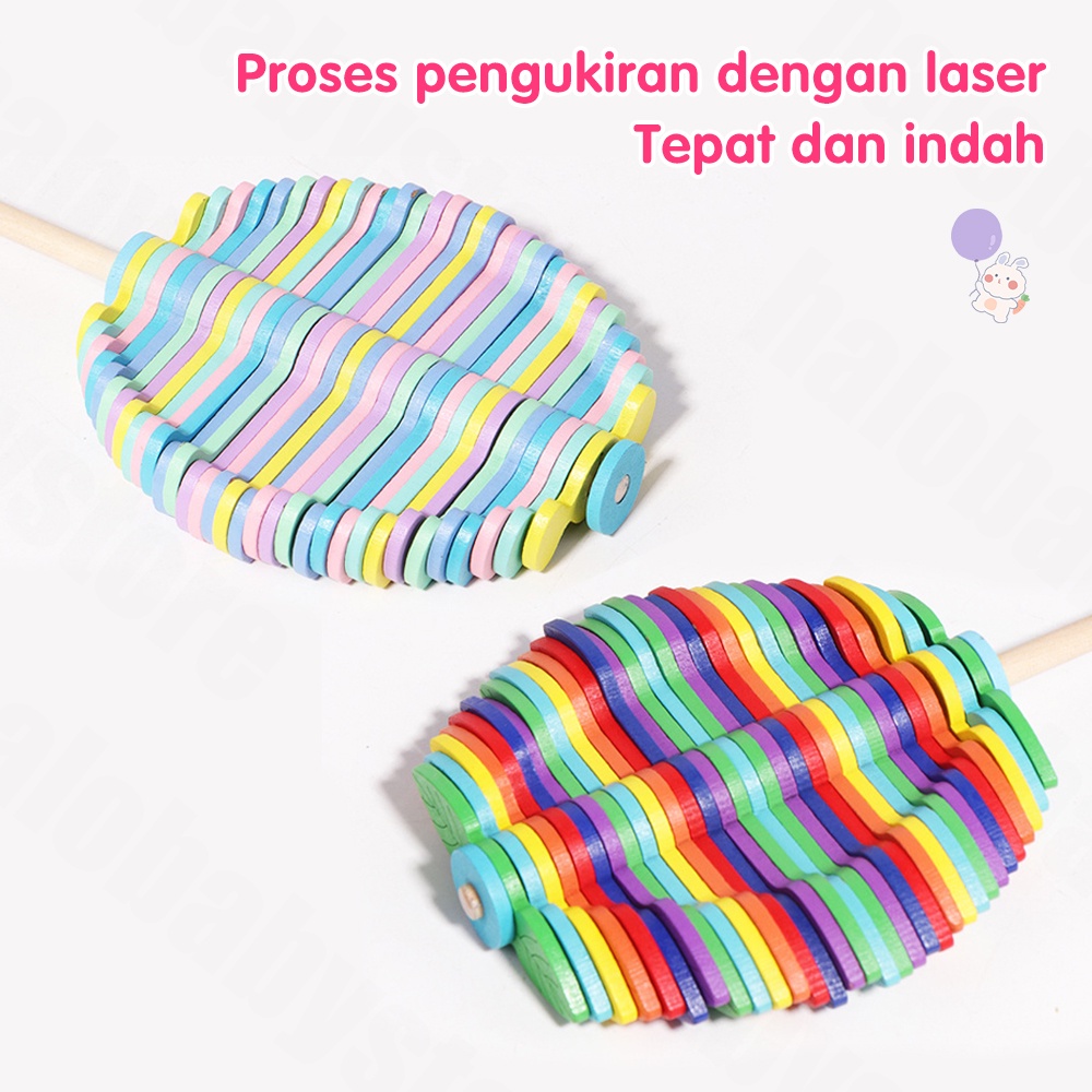 Halo Baby Wooden Bamboo Dragonfly/Kayu Spiral Lolipop Mainan Pereda Stres Berputar Tongkat Hadiah Anak