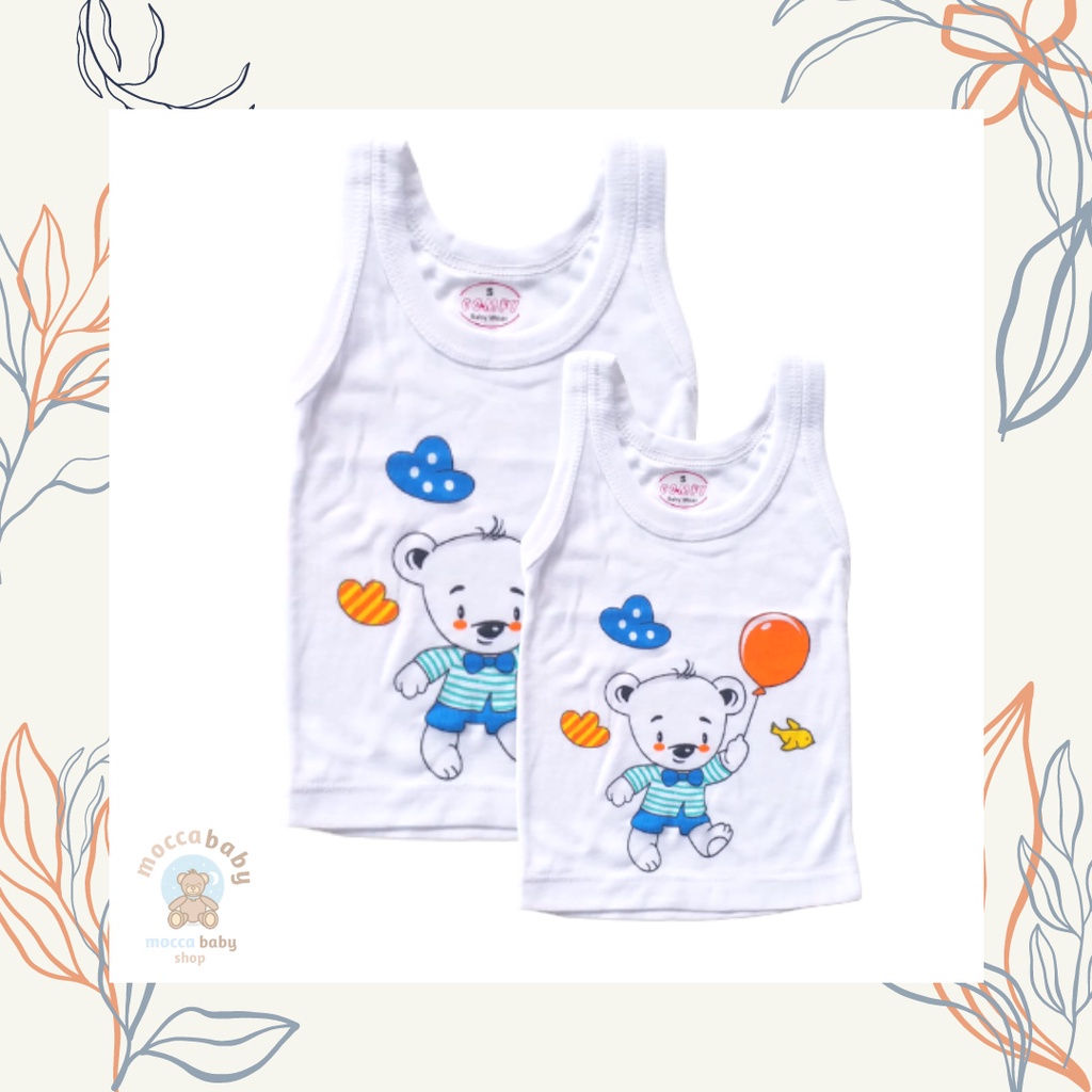 MBSS - SINGLET Harian Karakter Anak Kids SIZE 0-3 Tahun / Kaos Dalam Motif Kartun Unisex SS3