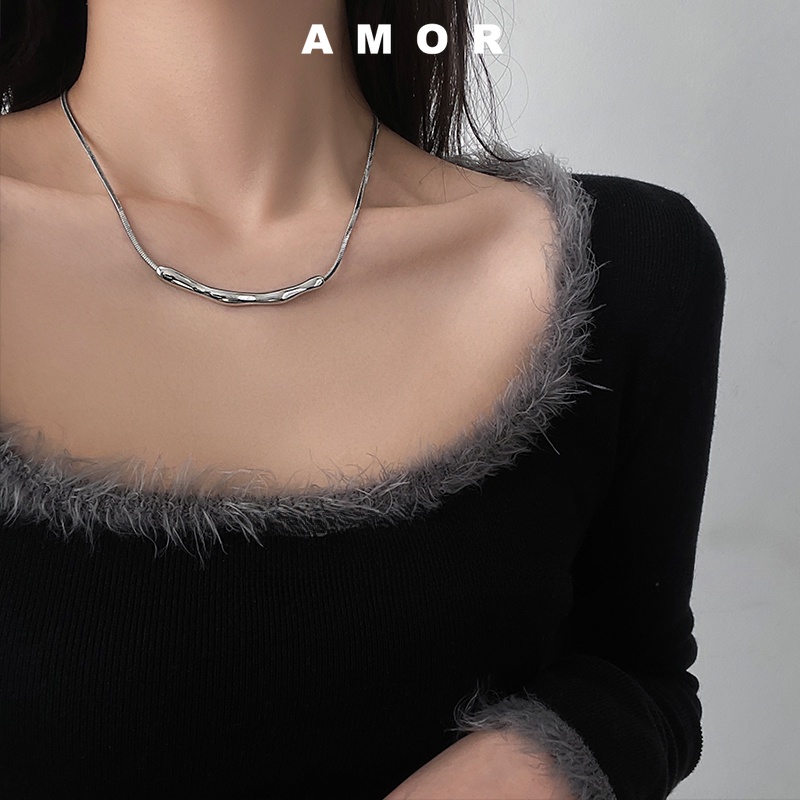 Musim Panas Gaya Korea Logam Tidak Teratur Liontin Kalung Wanita Kerah Rantai Neckchain