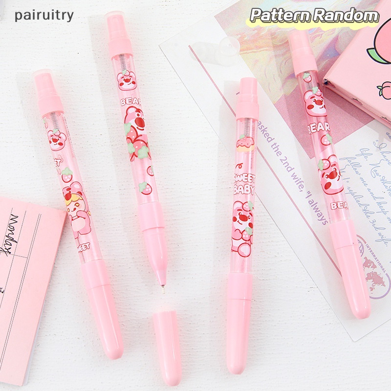 Prt Random Lucu Portable Strawberry Bear al Pen Press Type Irigasi Gel Pen Summer Hydrag Student Wrig Pen PRT