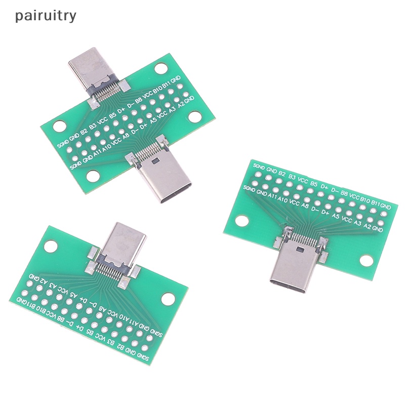 Prt USB3.1 Type-C Male Female Test PCB Board Adapter Tipe C 24P 2.54mm Konektor Untuk Jalur Data Transfer Penyisipan Dua Sisi PRT