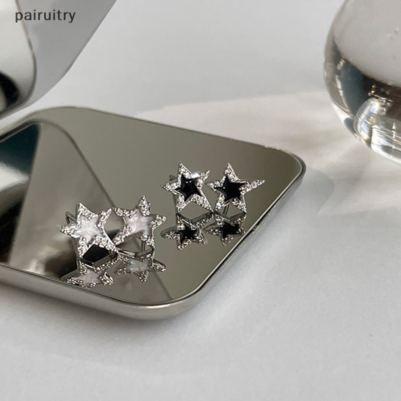 Prt Mode Baru Zirkon Bintang Stud Anting-Anting Untuk Wanita Gadis Punk Gothic Pentagram Telinga Tulang Anting-Anting Aestheitc Y2K Perhiasan PRT