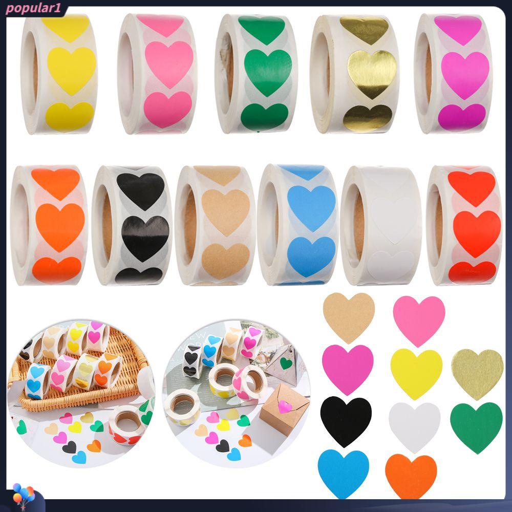 Populer 500pcs Love Heart Shaped Cute Gift Packaging Stiker Dekorasi Rumah