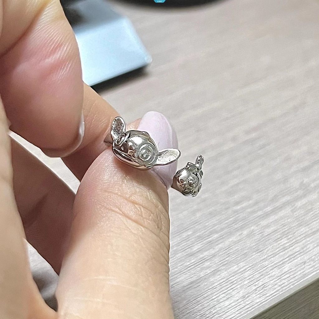 Cincin Fashion Elegan Dapat Disesuaikan Kreatif Kartun Aksesoris Merancang Cincin Halus Stitch Akin Stitch Cincin Pasangan Pria Dan Wanita [ZK]