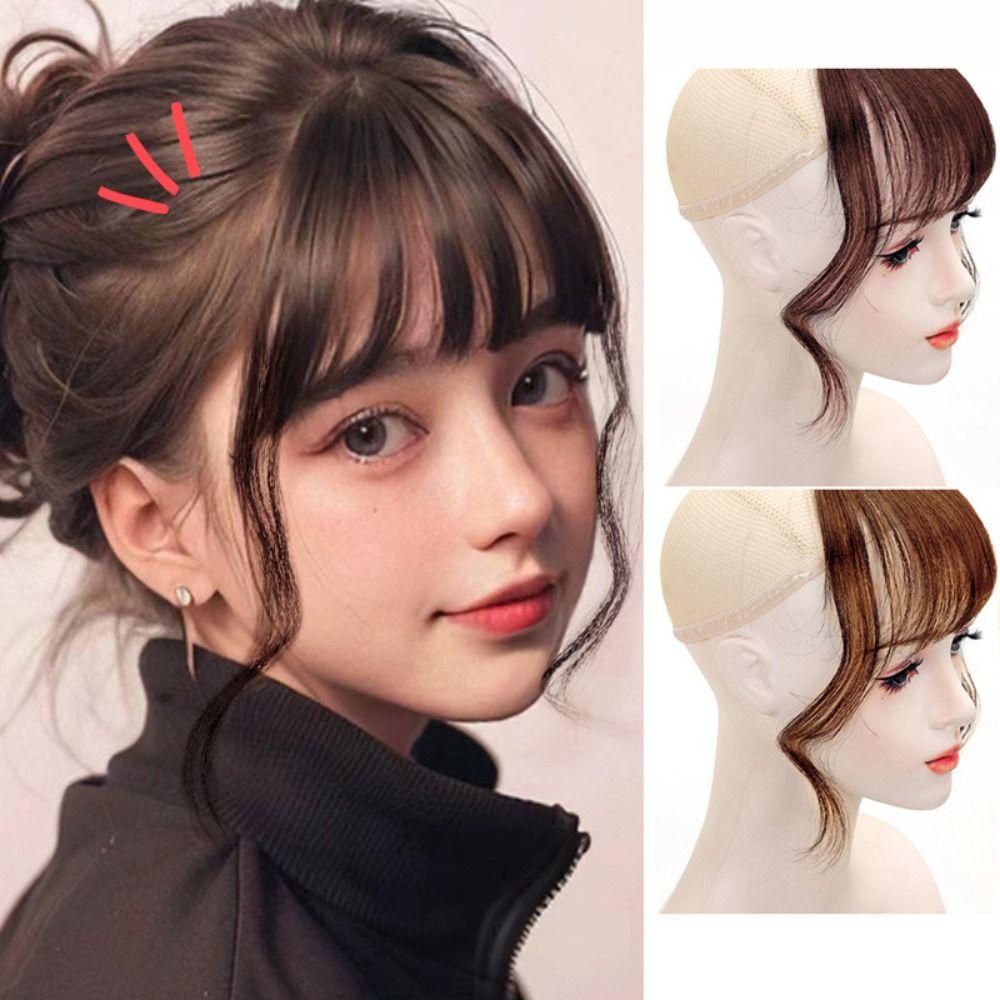 Mxbeauty Poni Rambut Palsu Trendi Kualitas Tinggi Mulus Sintetis Klip In hair Extension Human hair Invisible Long Curly Bangs Fringe Front Wig