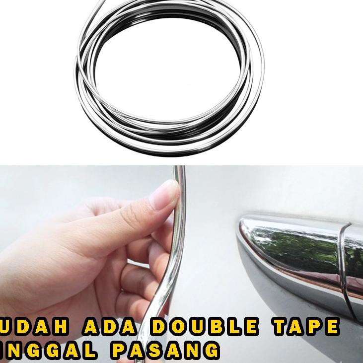 [COD] List Moulding Chrome 6mm Lis Silver List Jendela List Pintu Mobil