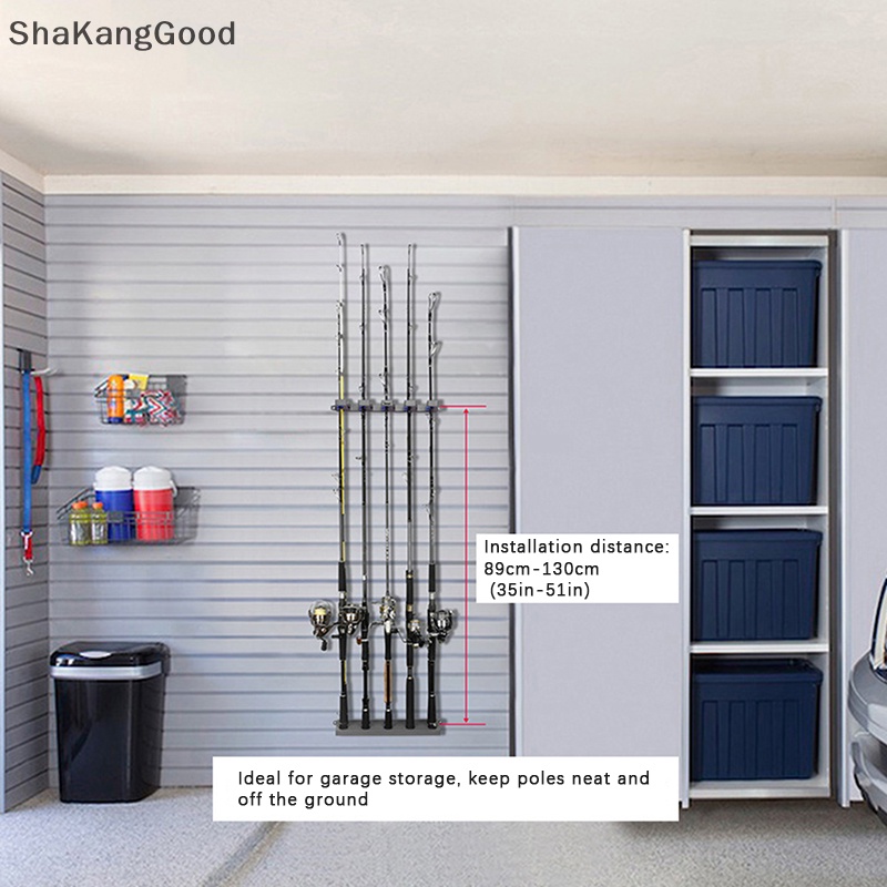 Skid Fishing Rod Holder Rak Batang Dinding Vertikal Simpan Hingga 10batang Tempat Pancing Holder Alat Penyimpanan 4warna SKK