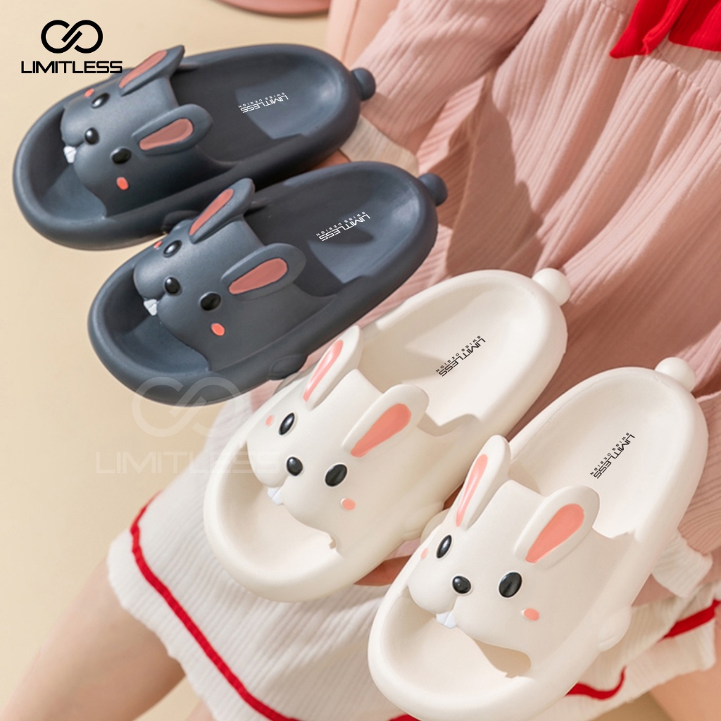 Sandal Kelinci Dewasa Selop Wanita Terbaru 2023 Sendal Kelinci Wanita Korea Casual Kekinian Sandal Slip On Cewek Rabbit