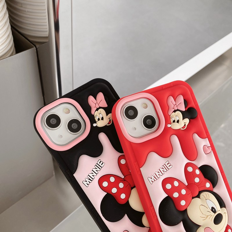 Stereoscopic Cute Ice Cream Minnie Silicone Soft Case for IPhone 11 12 13 14 Pro Max TPU Phone CASE Cute Pretty Girl's Fashion