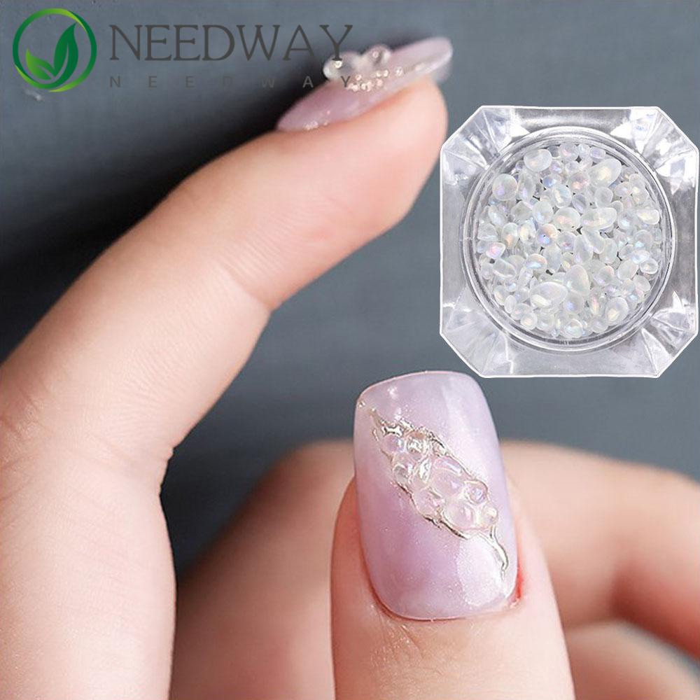 Needway   3D Nail Art Dekorasi Glitter Shiny Aurora Bor Kuku Batu Kristal Ukuran Campur DIY Ornamen