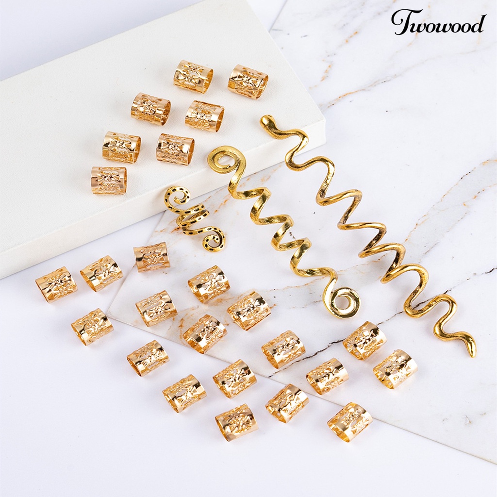 Twowood 28Pcs Jepit Rambut Gaya Retro Warna Vibrant Daya Tahan Tinggi Hias Alloy Wanita Rambut Spiral Kepang Perhiasan Gimbal Klip Untuk Lady