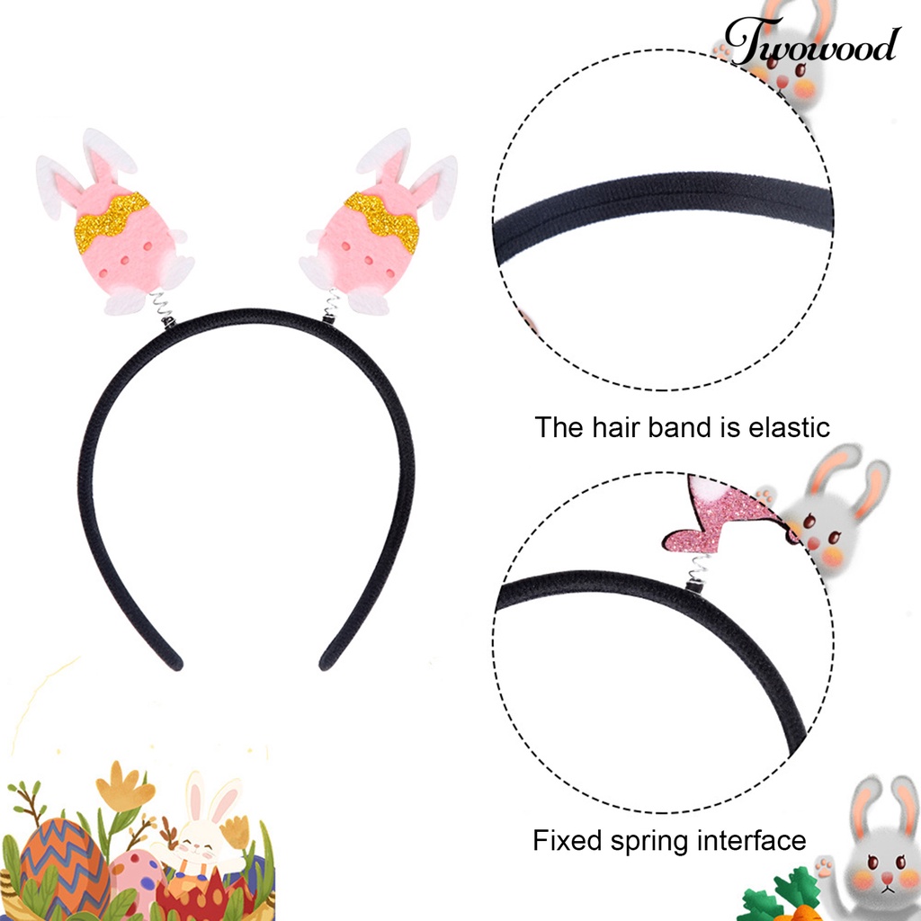 Twowood easter Headband Elastis Desain Kartun Indah Happy-easter Adorable Head Hoop Festival Props