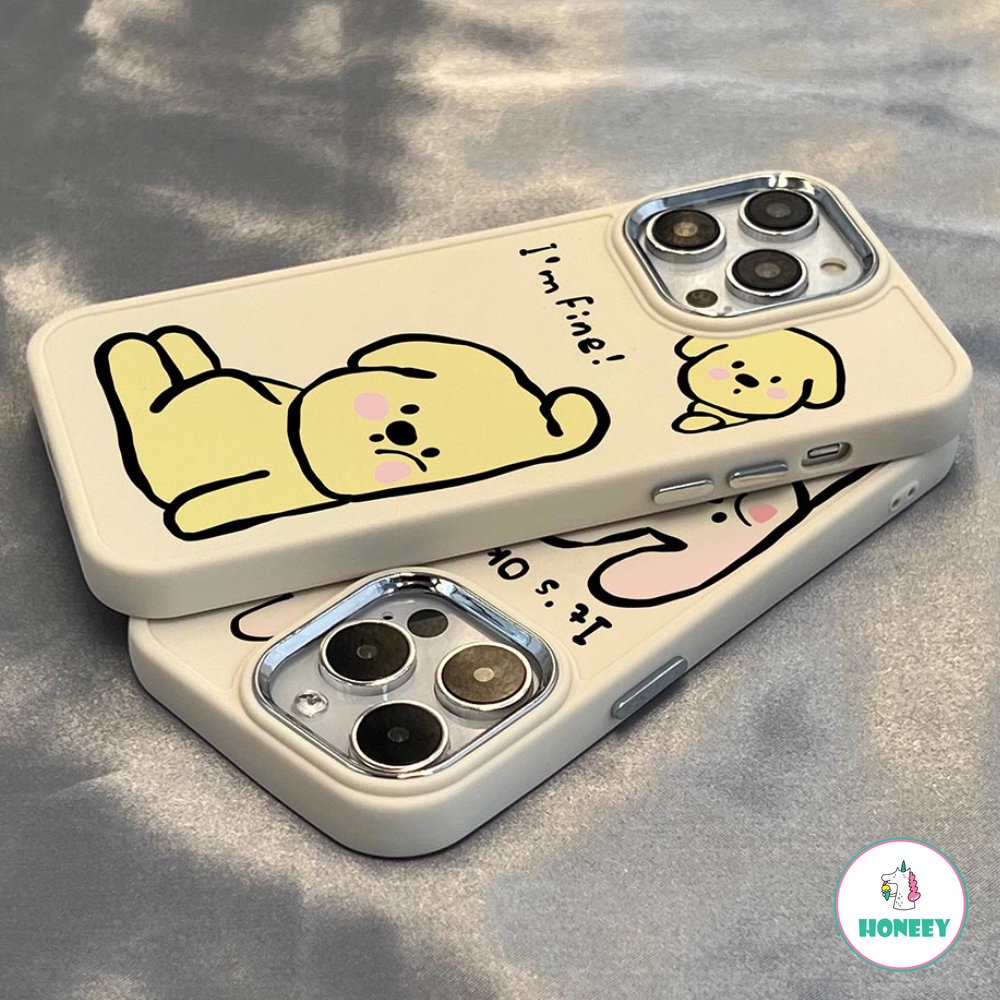 IPHONE Kelinci Lucu Kartun Anjing Anjing Pasangan Lucu Casing Ponsel Untuk Iphone14 13 12 11 Pro Max Shockproof Bumper Lembut Penutup Belakang