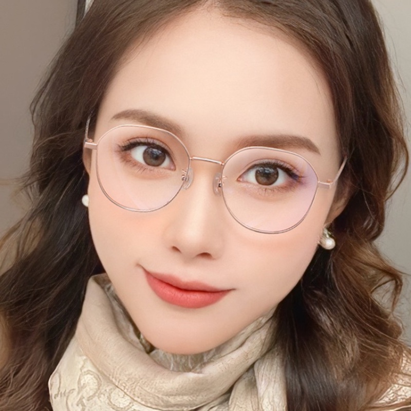 (YUZHU) Kacamata Optik Mode Baru Korea Fashion Bingkai Logam Anti Cahaya Biru Eyeglasses Unisex