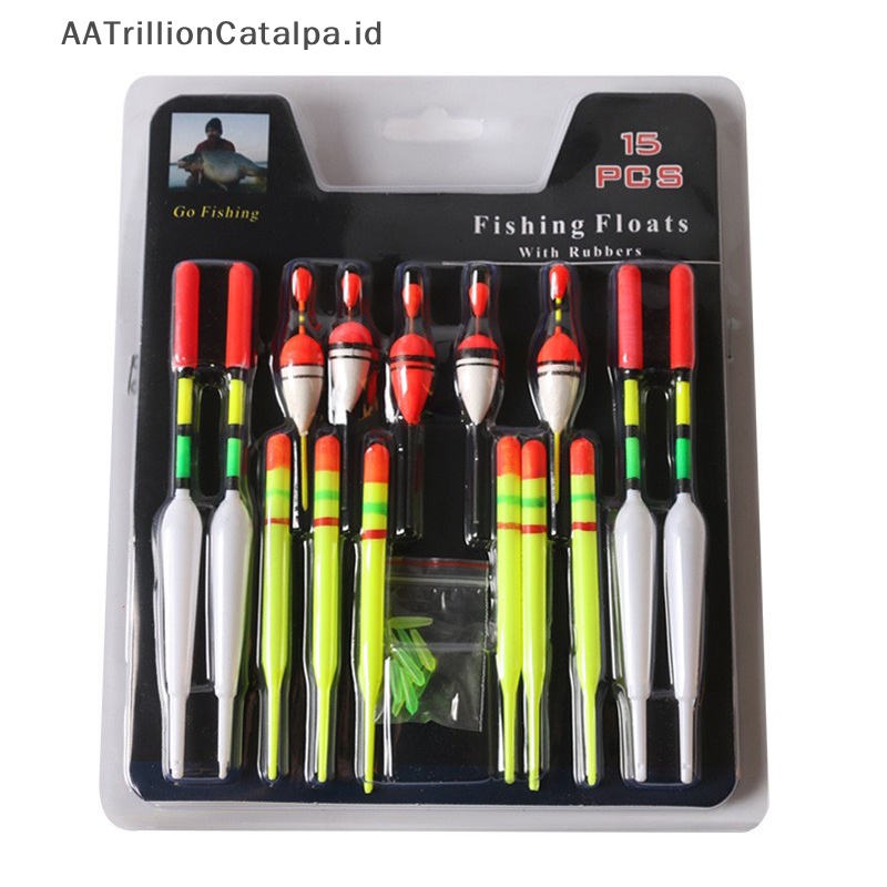 Aatrillioncatalpa 1set (15Pcs) Pelampung Vertikal Pelampung Pancing Laut Aneka Ukuran Untuk Terbanyak Type ID