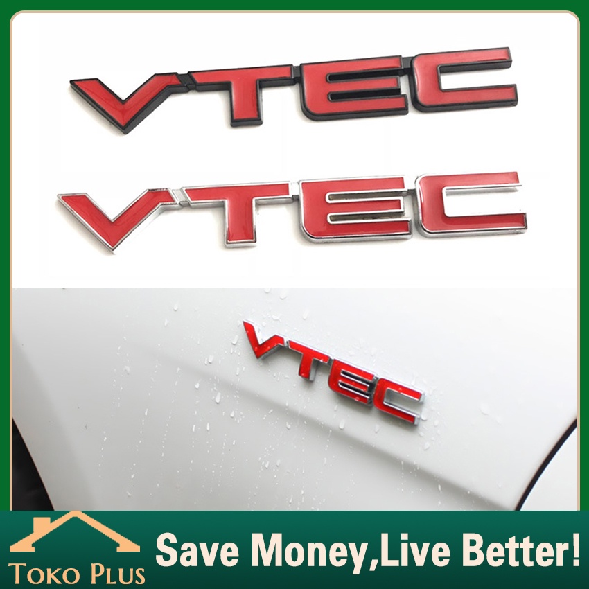 Emblem Mobil Vtec Merah 3D Bahan Metal - Emblem logo stiker Vtec Honda Hrv CRV jazz Brio