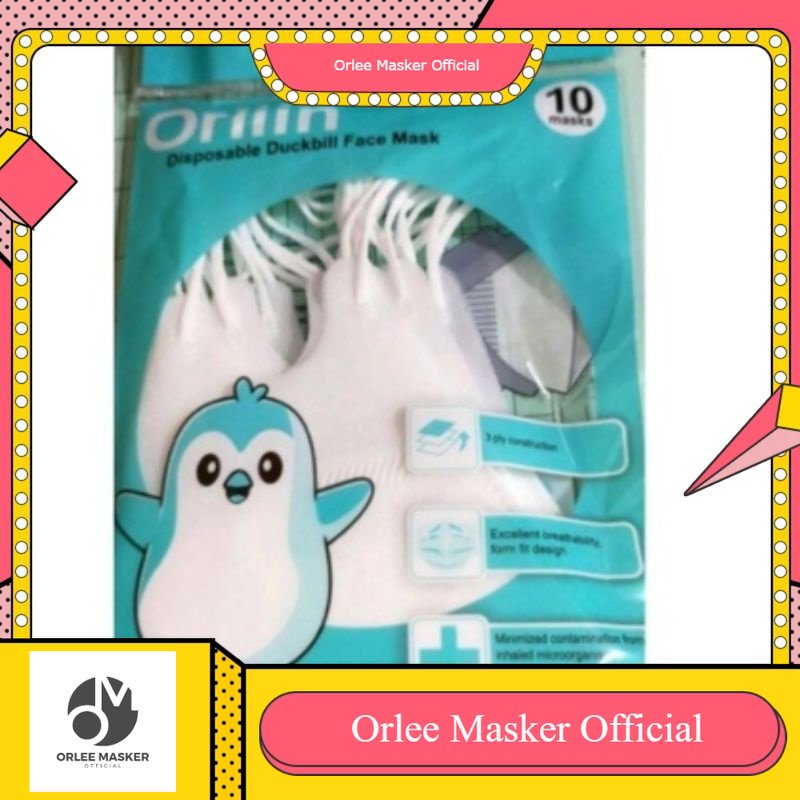 PROMO MASKER ORLEE DUCKBILL PACK (ISI 10) ORIGINAL 100%  ALL WARNA, KEMENKES isi 10pcs/pack