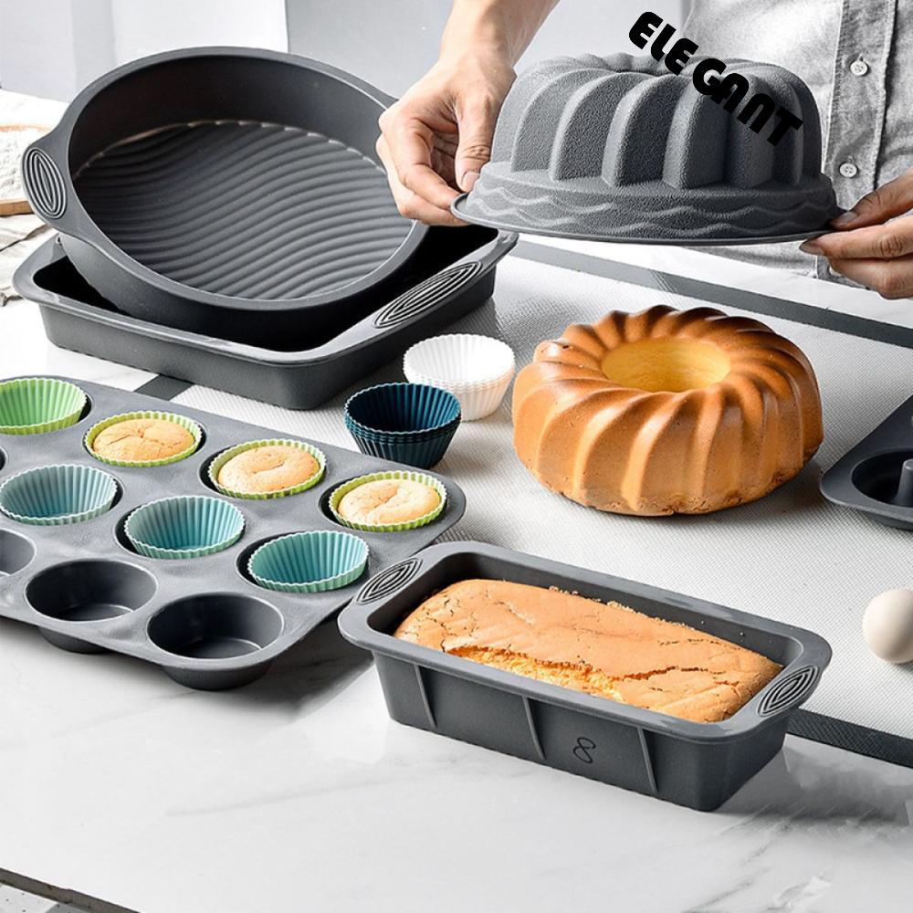 [Elegan] Cupcake Liner Bakeware Masak Dapur DIY Reusable Silicone Baking Tool