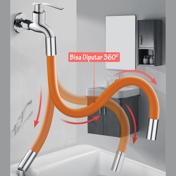 Selang Sambungan Keran Kran Pipa Air Fleksibel Faucet Extension 360 Derajat Murah COD