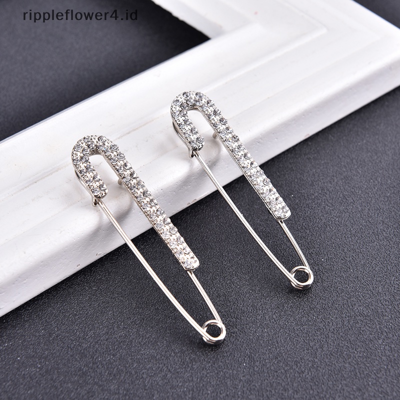 {rippleflower4.id} 2pcs Tergabung Menawan Halus Kristal Berlian Imitasi Cabang Bros Jilbab Syal Pin~