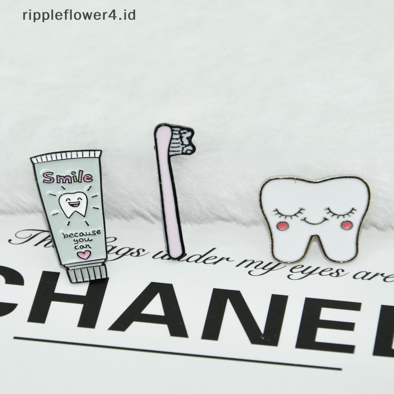 {rippleflower4.id} Kreatif Melindungi Gigi Bros Kartun Indah Sikat Gigi Gigi Gigi Enamel Pin Kerah Lencana Aksesoris Dentis Dokter Perhiasan Hadiah~