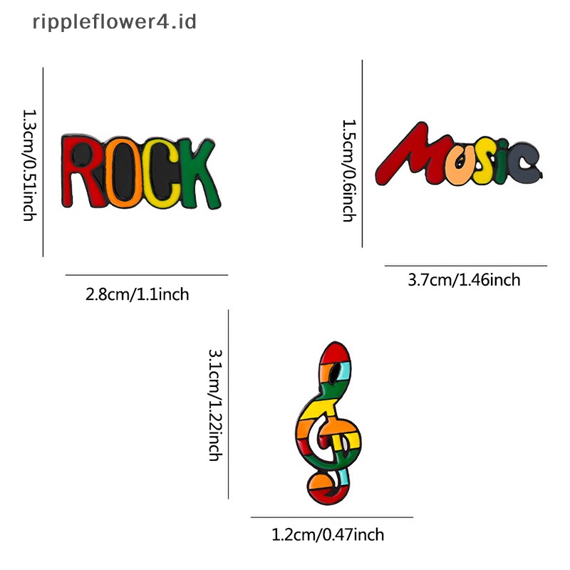 {rippleflower4.id} Musik Rock Enamel Pin Lencana Music Perhiasan Note Lapel Pakaian Ransel Custom Hujan Bros Kartun Anak Hadiah Teman Aksesoris~