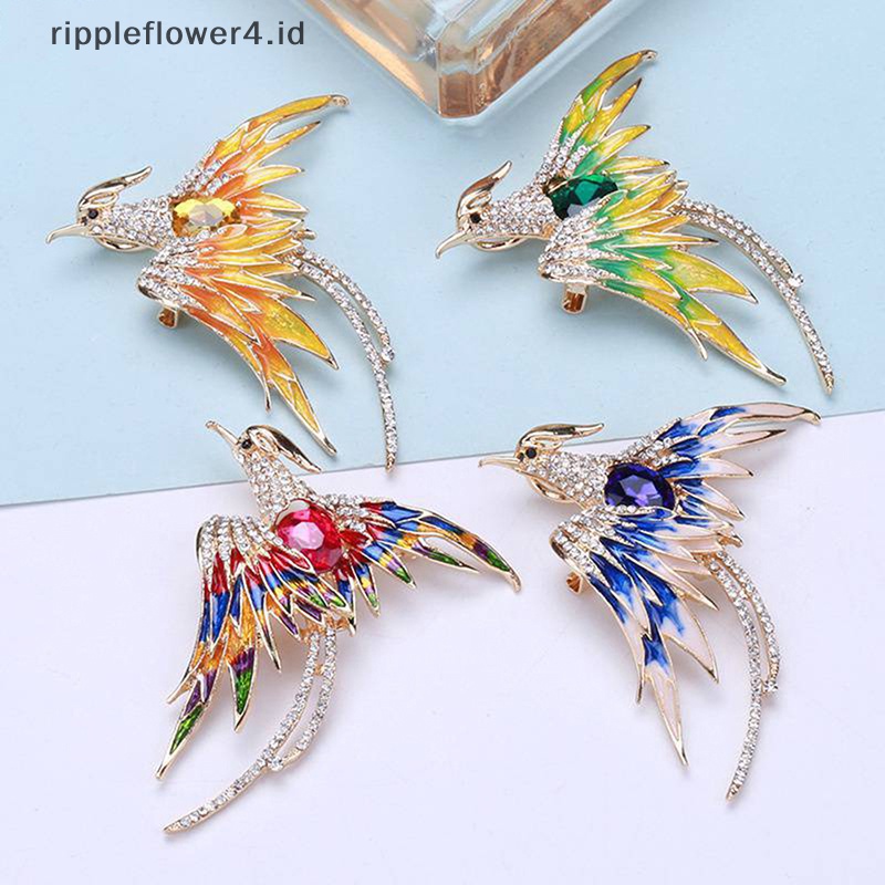 {rippleflower4.id} Pin Bros Burung Phoenix Kristal Fashion Untuk Wanita Hadiah Perhiasan Pesta Perjamuan~