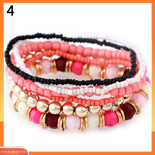 [WOD] 7lapis Manik-Manik Akrilik Bohemian Mixcolor Stretch Multilayer Fashion Gelang