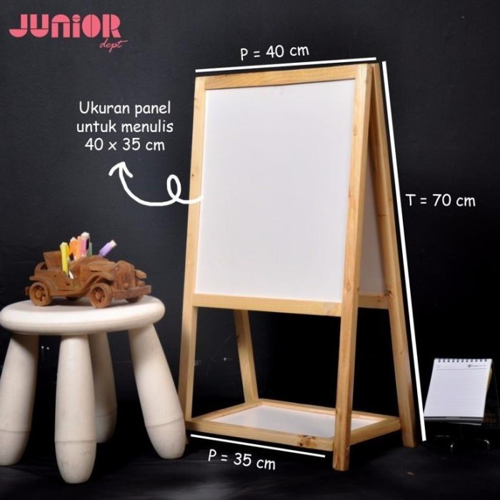 

Wooden 2In1 Magnetic Board/Papan Tulis Lipat 2In1 #Gratisongkir - Papan Mag.Putih