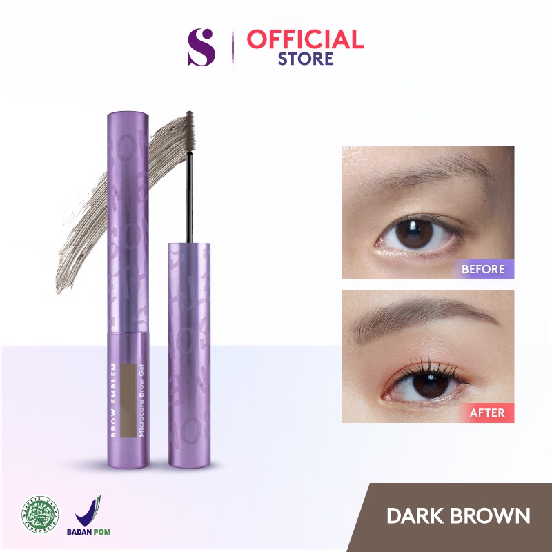 SOMETHINC BROW EMBLEM Microcara Brow Gel Waterproof - Maskara Alis Kuas Super Tipis Microcara Brow Gel Tidak Mudah Luntur Tahan Lama