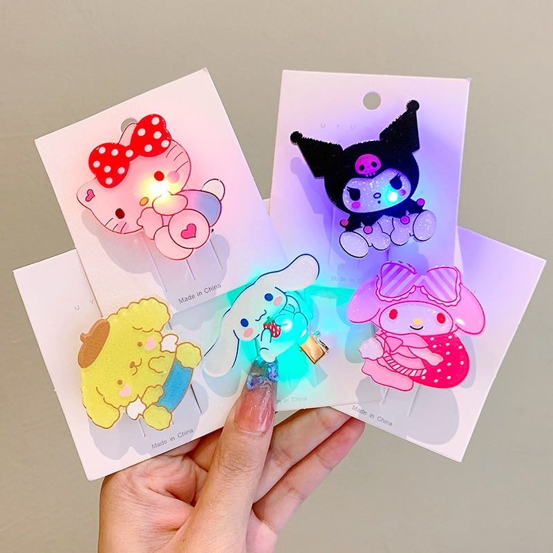 [Unggulan] 1pc Korean Style Ladies Side Bangs Clip Sanrio Shining Hair Clip Cute Traceless Duckbill Clip Summer Hairpin Girls Barrettes Aksesoris Rambut Alat Styling Rambut