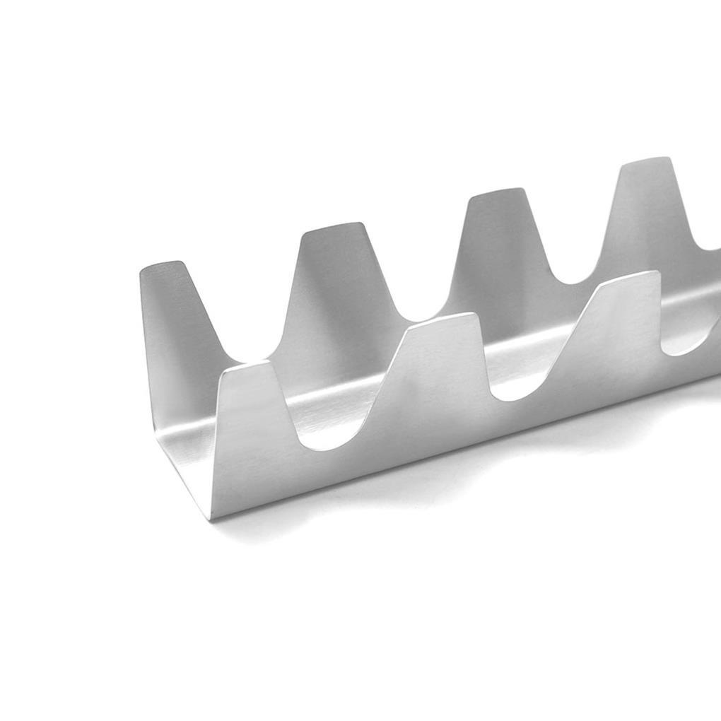 Rak Taco Bentuk V Aksesoris Dapur Stainless Steel Pizza Holder Struktur Stabil Seimbang Untuk Rak Hot Dog Rumah Tangga