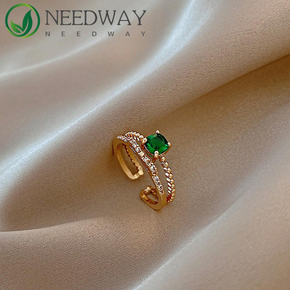 Needway   Pembukaan Cincin Perhiasan Kepribadian Elegan Fashion Serbaguna Double-layer Fashion Jewelry