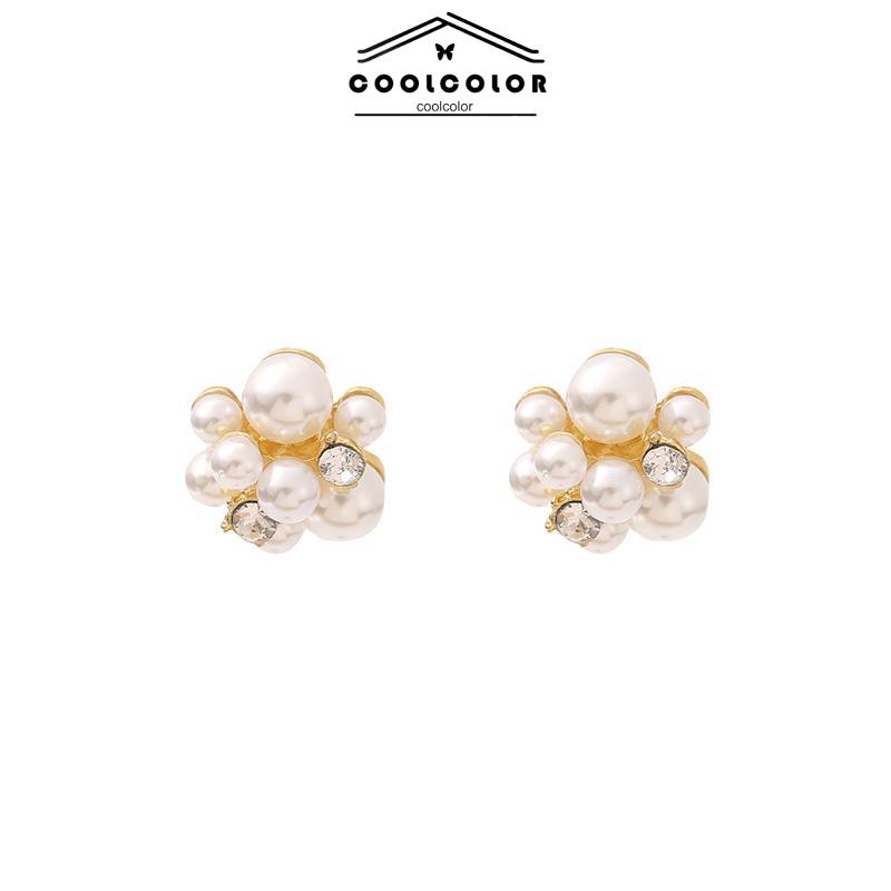 COD❤️Anting Mutiara Fashion Design Sense Berlian Imitasi  Anti Alergi Anting Perak- cl