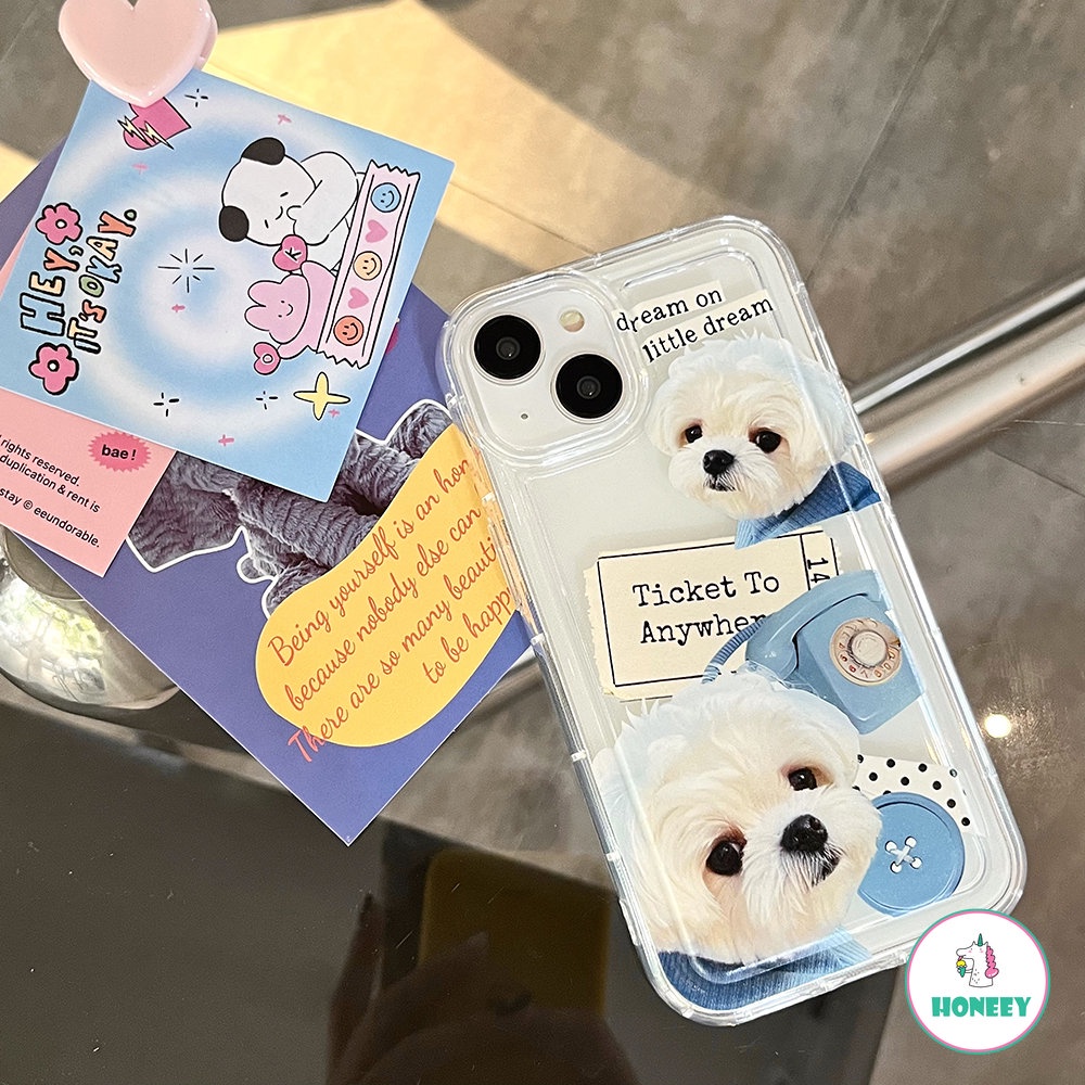 Furry Puppy Case Lucu Untuk Iphone14 13 12 Pro Max Casing iPhone 11 Pro Max XR XS 7 8plus Airbag Shockproof Soft Back Cover