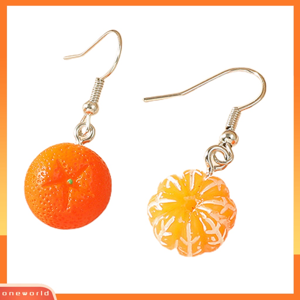 [WOD] 1pasang Hidup Menawan Warna Cerah Menjuntai Anting Indah Buah Orange Drop Hook Earrings Perhiasan Acessories