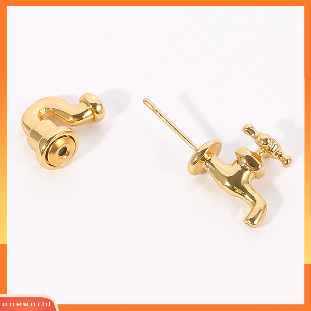 [WOD] 1pc Anting Tusuk Telinga Gaya Punk Bahan Zinc Alloy 3D Faucet Anting Tusuk Kreatif Untuk Pesta