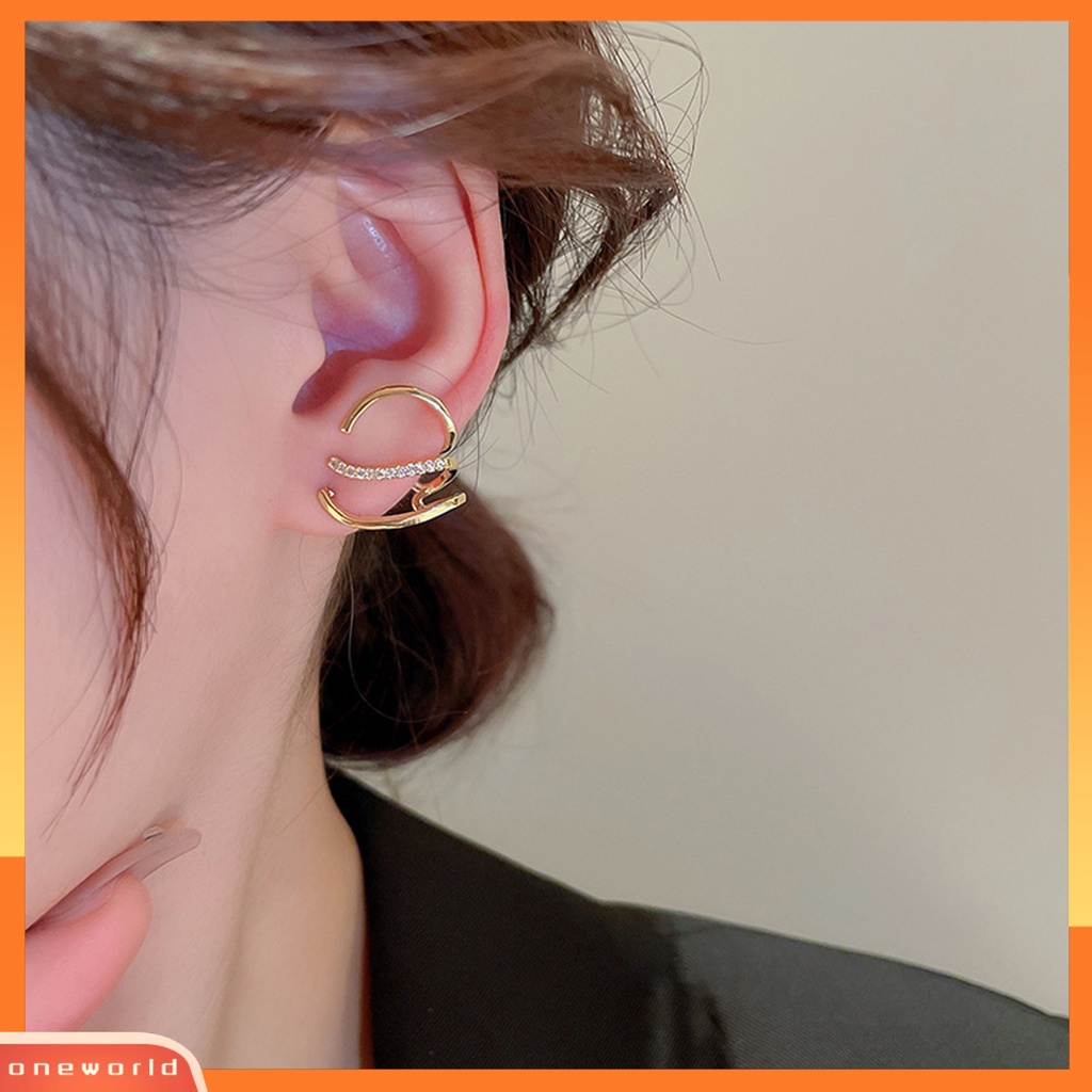 [WOD] 1pasang Anting Tusuk Electroplating Faux Zircon Hias Bentuk Cakar Tidak Teratur Piercing Hiasan Telinga Geometris Korea Fashion Wanita Cincin Telinga Untuk Pacaran