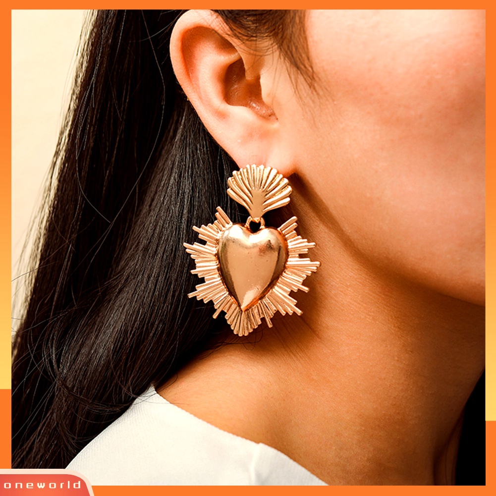 [WOD] Fashion Wanita Paduan Hati Timbul Liontin Anting Pernyataan Perhiasan Hadiah