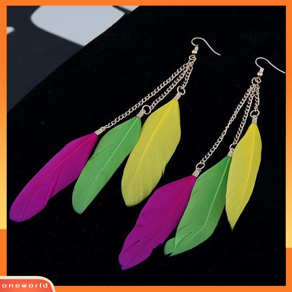 [WOD] Fashion Bulu Panjang Rumbai Rantai Pesona Wanita Anting Kait Hadiah Perhiasan Pesta