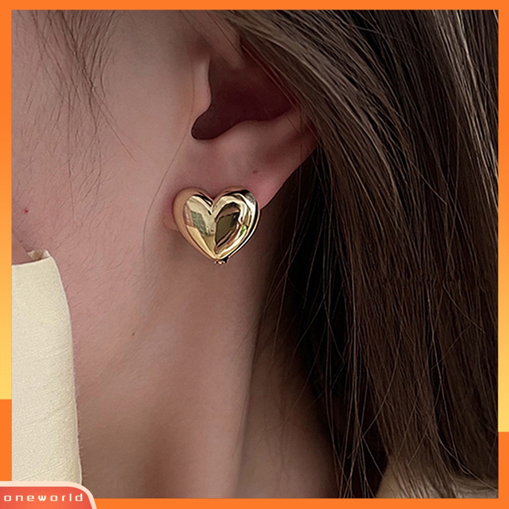 [WOD] 1pasang Anting Pejantan Wanita Warna Solid Sederhana Permukaan Halus Liontin Hati Dibuka Pacaran Anting Perhiasan Perempuan
