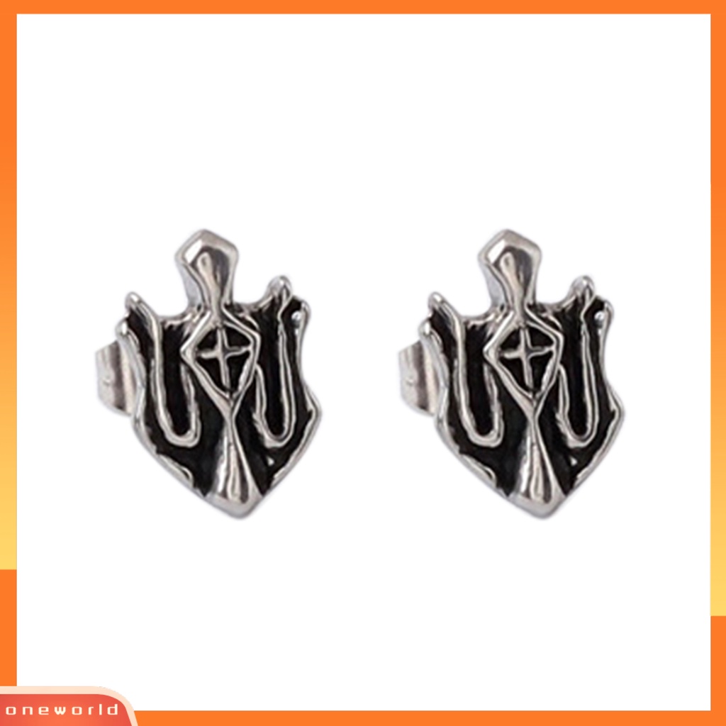 [WOD] 1pc Bersinar Hias Berlian Imitasi Pria Anting Baja Titanium Perisai Bentuk Hip Hop Telinga Stud Perhiasan Aksesori