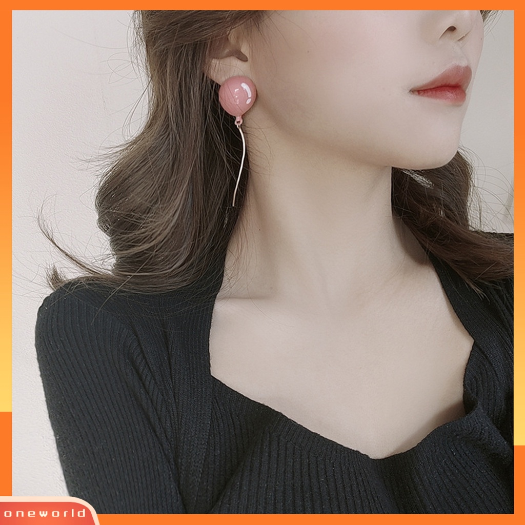 [WOD] Anting Wanita Bentuk Balon Rumbai Lucu Dicat Geometris Menjuntai Anting Untuk Pakaian Sehari-Hari