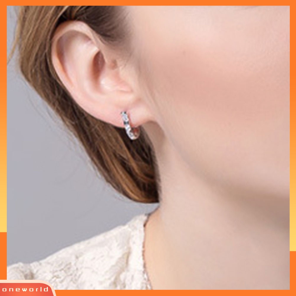 [WOD] Fashion Wanita Cubic Zirconia Hias Harp Huggie Anting Tindik Perhiasan Hadiah