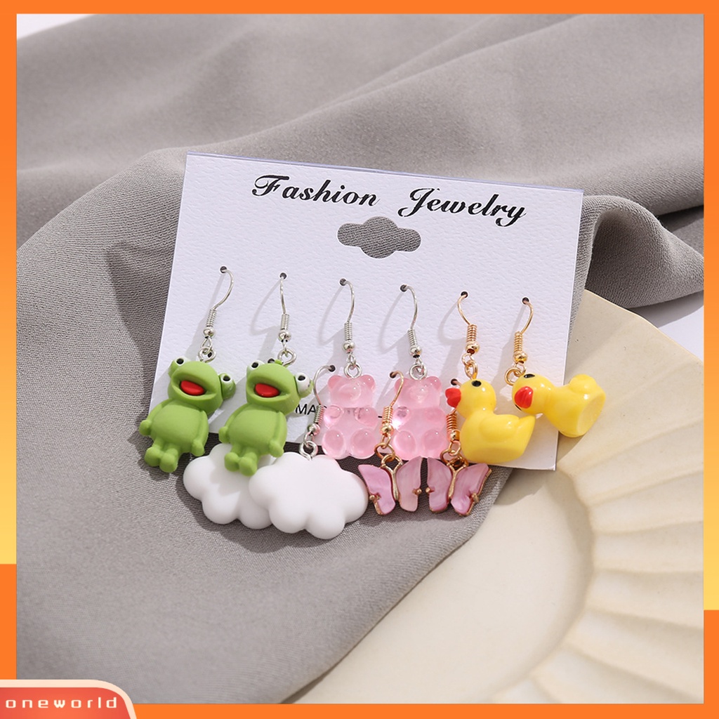 [WOD] 1set Wanita Anting Kait Individu Hewan Lucu Manis Hijau Katak Drop Earrings Aksesori Perempuan