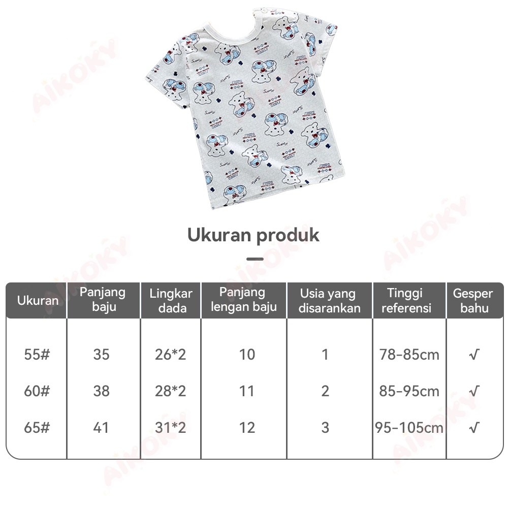 Aikoky Baju Bayi Laki Laki Perempuan / Baju Kaos Bayi Lengan Pendek 0-1 Tahun