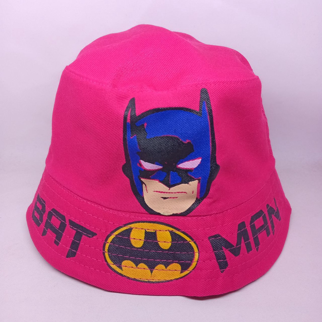 Topi Bucket Anak Sablon Karakter Kartun Snoopy | Bucket Anak Batman | Bucket Anak Doraemon