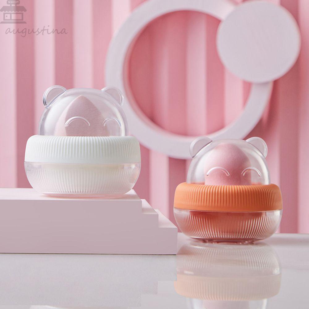 Agustinina Kotak Penyimpanan Portable Kosong Transparan Aksesoris Makeup Anting Kotak Perhiasan Display Makeup Blender Puff Holder